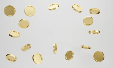 Explosion of golden coins on white background. Jackpot or casino poke concept 스톡 일러스트