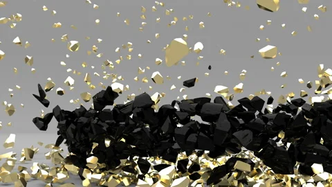 Explosion golden cube and black torus 3d blob effect gold Super Slow motion Stock Footage 150219269