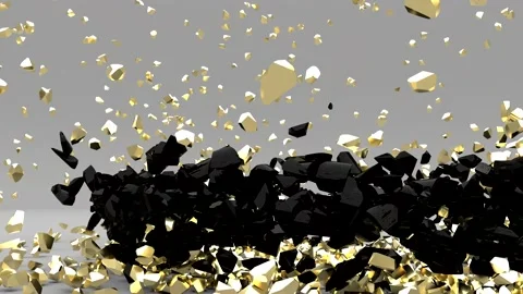 Explosion golden cube and black torus 3d blob effe Stock Footage 154133068