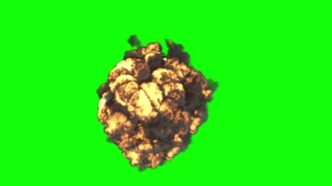 Explosion on green screen with alpha matte 4K Stock Footage 120079974
