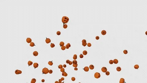 Explosion Halloween Pumpkins on Transparent Alpha Stock-Footage 346861462