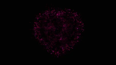Explosion of the heart into small particles pink and purple glowing Stock Footage 229981678
