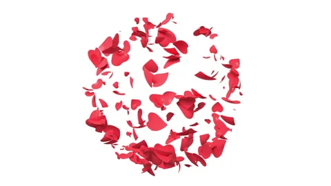 Explosion of hearts with alpha channel 3D rendering Video stock 131222558