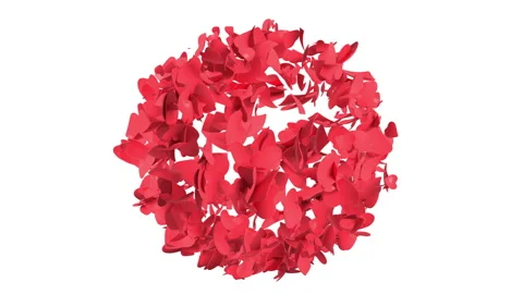 Explosion of hearts with alpha channel 3D rendering 스톡 동영상 131222811