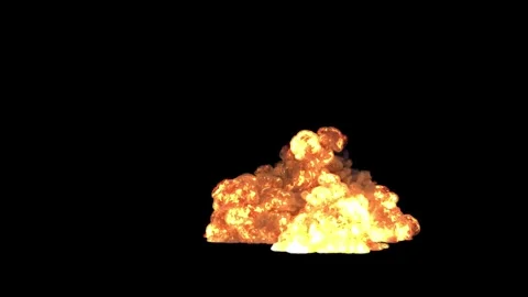 Explosion with heavy black smoke and fire isolated with an alpha channel Stock Footage 255636722