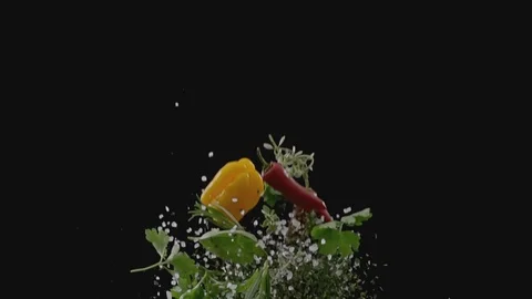 Explosion of Herb Spice Mix slow motion Stock Footage 111979499