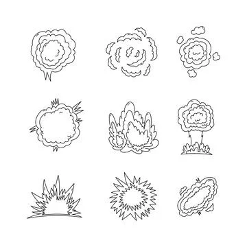 Explosion icon collection. outline style. isolated element illustration Stock Illustration