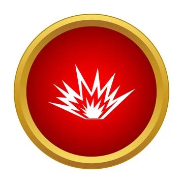 Explosion icon creating burst effect in red circle Stock Illustration