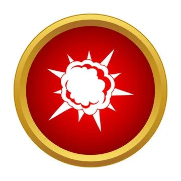 Explosion icon creating comic boom burst in red circle Stock Illustration