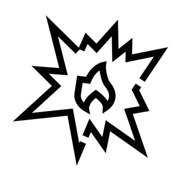 Explosion icon displaying burst and fire effect Stock Illustration