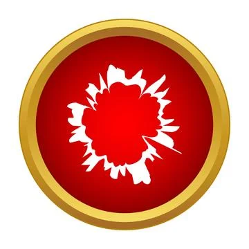 Explosion icon displaying burst effect in red circle Stock Illustration