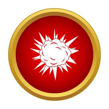 Explosion icon displaying burst effect inside red circle Stock Illustration