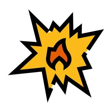 Explosion icon with fire and a vibrant burst Stock Illustration