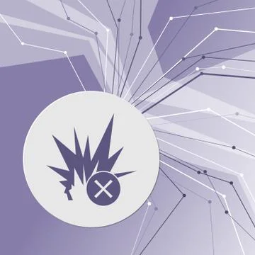 Explosion icon on purple abstract modern background. The lines in all directi Stock Illustration