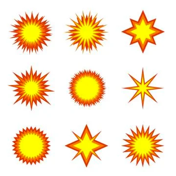 Explosion icon set Illustrazione stock