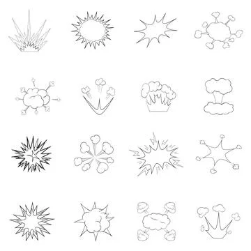 Explosion icon set outline Illustrazione stock
