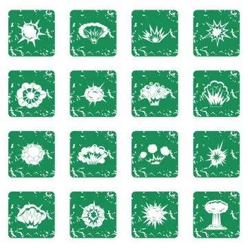 Explosion icons set grunge Stock Illustration