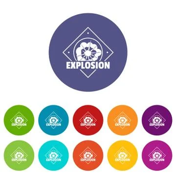 Explosion icons set vector color Stock Illustration