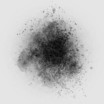 Explosion by an impact of a cloud of particles of powder of color black on .. Illustrazione stock