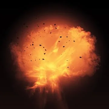 Explosion by an impact of a cloud of particles of powder and smoke of color.. Foto stock