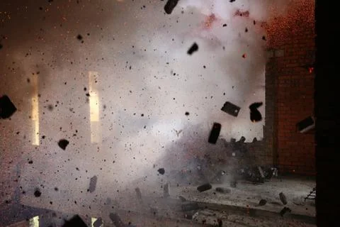 Explosion inside the building Stock Photos
