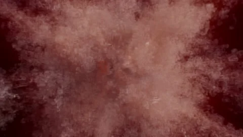An explosion with an internal red glow paints a peach-coloured club of smoke Stock Footage 239883928