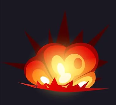 Explosion isolated on black background. Nuclear weapon or dynamite, bomb ex.. 스톡 일러스트