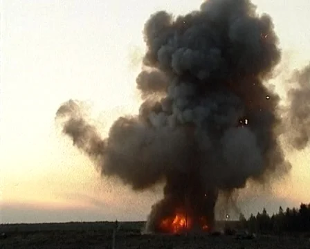 Explosion at the landfill Stock Footage 1075942