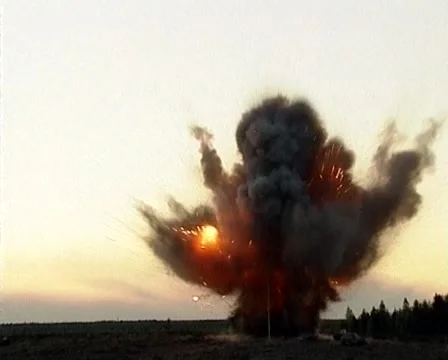 Explosion at the landfill Stock Footage 1075947