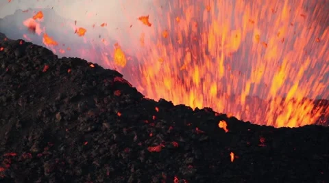 Explosion of lava from a vent 库存影片 53845324