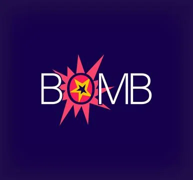 Explosion logo inside creative bomb lettering. Stock Illustration
