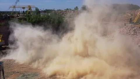 Explosion at the marble quarry Stock Footage 239103618