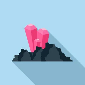 Explosion on the mountain mine icon, flat style 스톡 일러스트