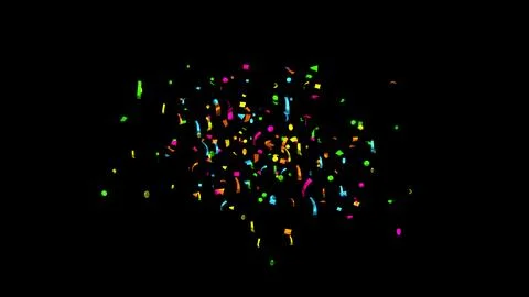 Explosion of multi-colored confetti. Confetti, tinsel on a black background Stock Photos