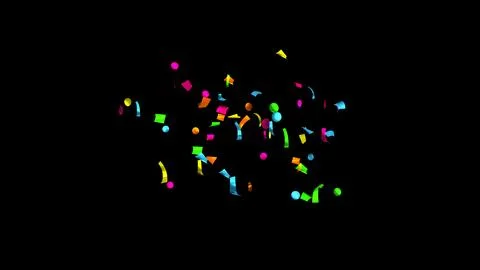 Explosion of multi-colored confetti. Confetti, tinsel on a black background Stock Photos