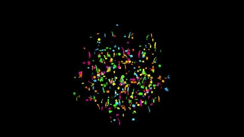Explosion of multi-colored confetti. Confetti, tinsel on a black background Stock Photos
