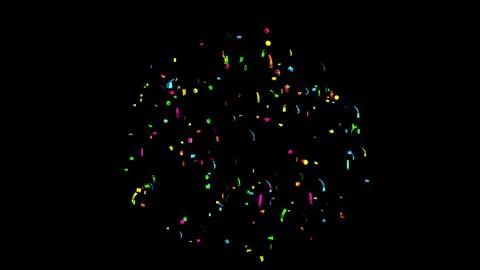 Explosion of multi-colored confetti. Confetti, tinsel on a black background Stock Photos
