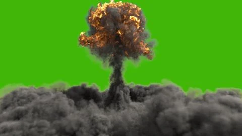 The explosion of a nuclear bomb. Realistic 3D of atomic bomb explosion with fire Stock Illustration