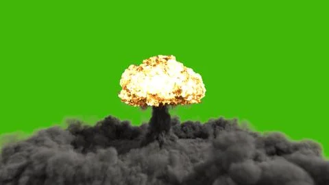 The explosion of a nuclear bomb. Realistic 3D of atomic bomb explosion with fire Stock Illustration