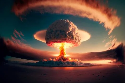 The explosion nuclear bomb in town Stock Illustration