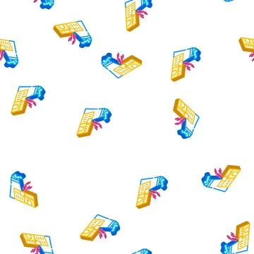 Explosion at nuclear power plant disaster isometric icon seamless pattern イラスト素材