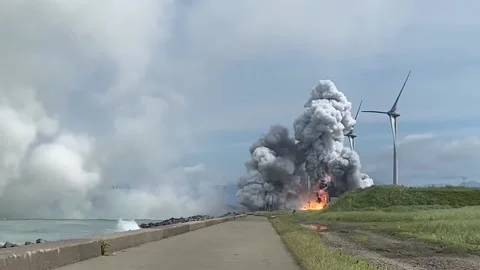 Explosion Occurs At JAXA Facility During Rocket Engine Test in Noshiro, Japa... Stock Footage 247508529