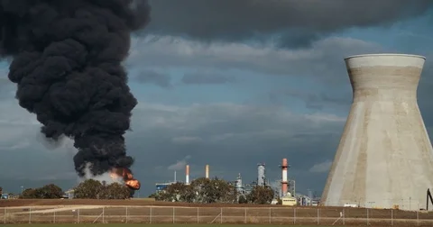 Explosion in an oil refinery Stock Footage 70947158