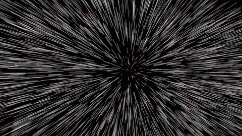Explosion of orange particles flying forward with white stretched trail Stock Footage 304363778