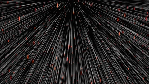 Explosion of orange particles flying forward with white stretched trail Stock Footage 304363984