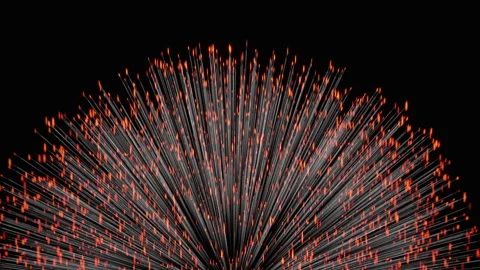 Explosion of orange particles flying forward with white stretched trail Stock Footage 304364225