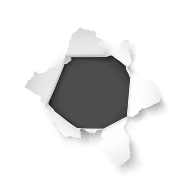 Explosion paper hole on the white background Stock Illustration
