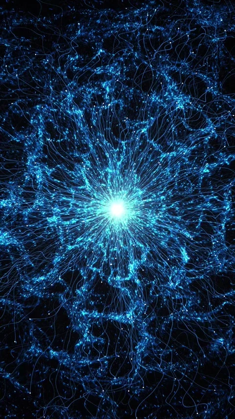 Explosion particle effect on black background. Neon glowing shockwave for overla Stock Footage 341916176