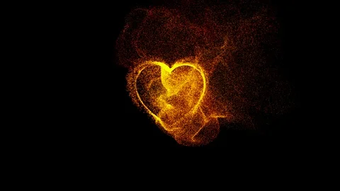 Explosion with particles around heart shape Stock Footage 105757934