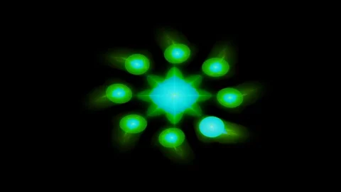 Explosion with particles around sphere atom science technology. Stock Footage 124495038